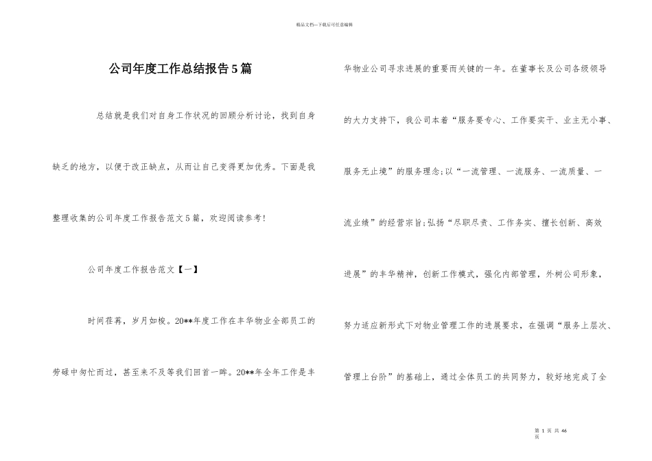 公司年度工作总结报告5篇_第1页