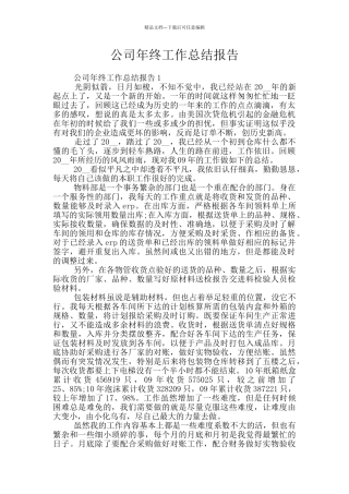 公司年终工作总结报告