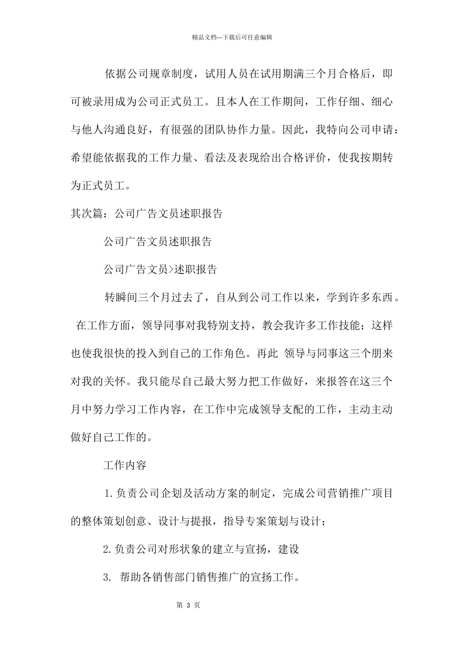 公司广告文员述职报告_第3页