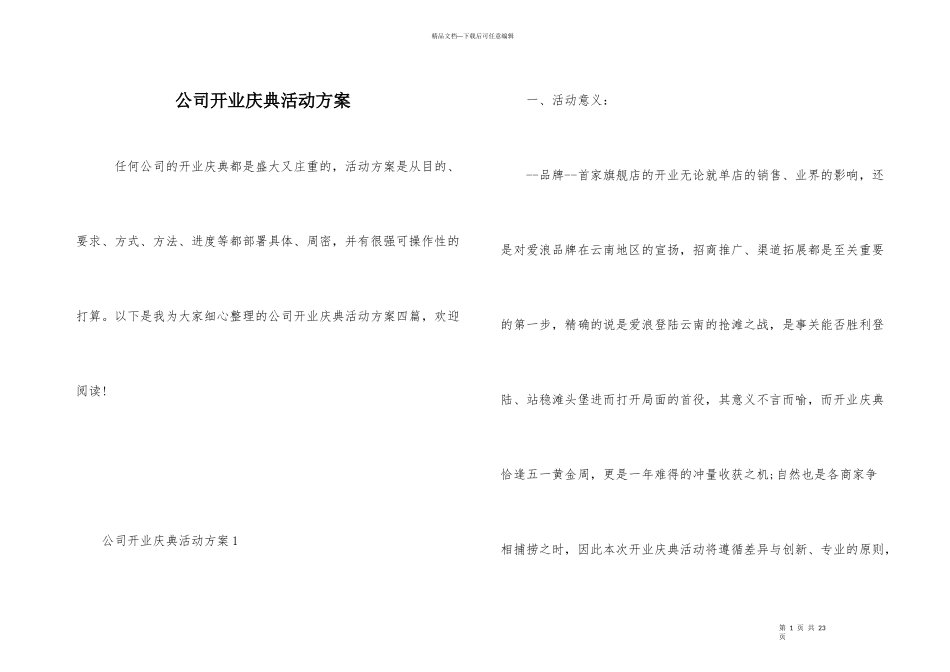 公司开业庆典活动方案_第1页