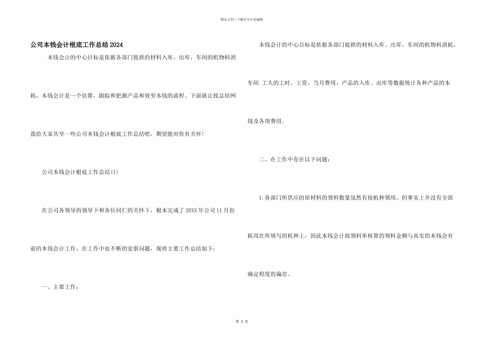 公司成本会计基础工作总结2024_第1页