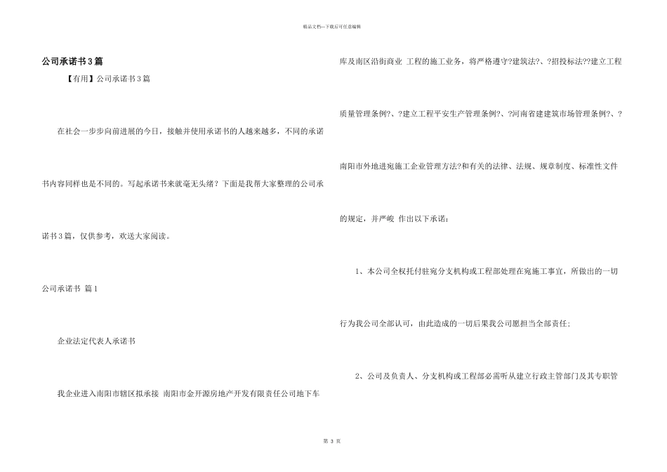 公司承诺书3篇_第1页