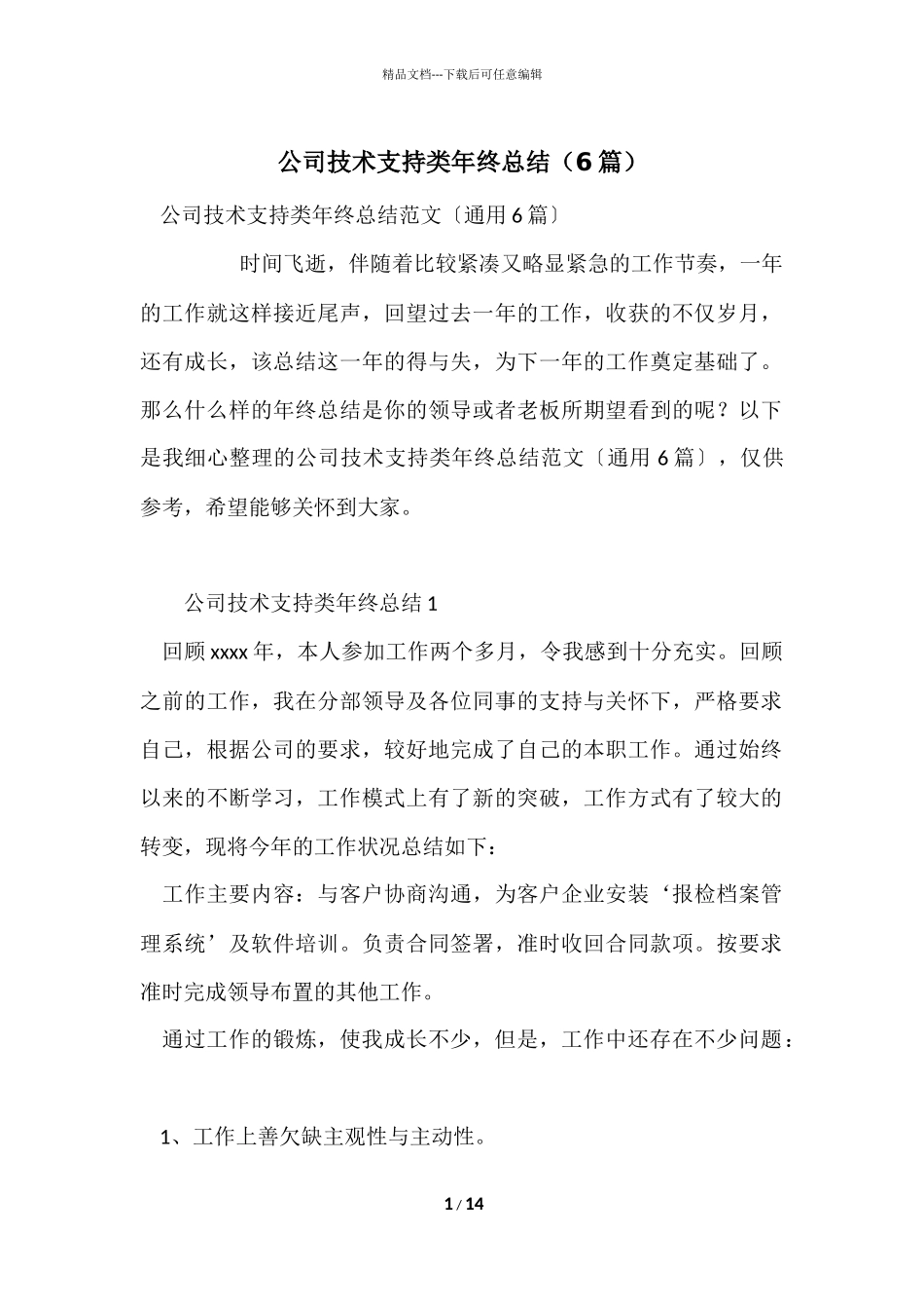 公司技术支持类年终总结（6篇）_第1页