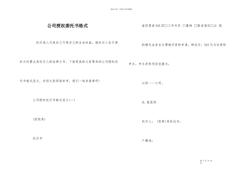 公司授权委托书格式_第1页