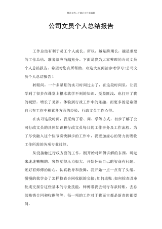 公司文员个人总结报告