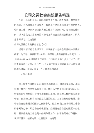公司文员社会实践报告精选