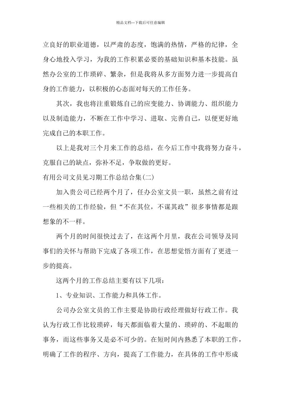 公司文员见习期工作总结合集_第3页