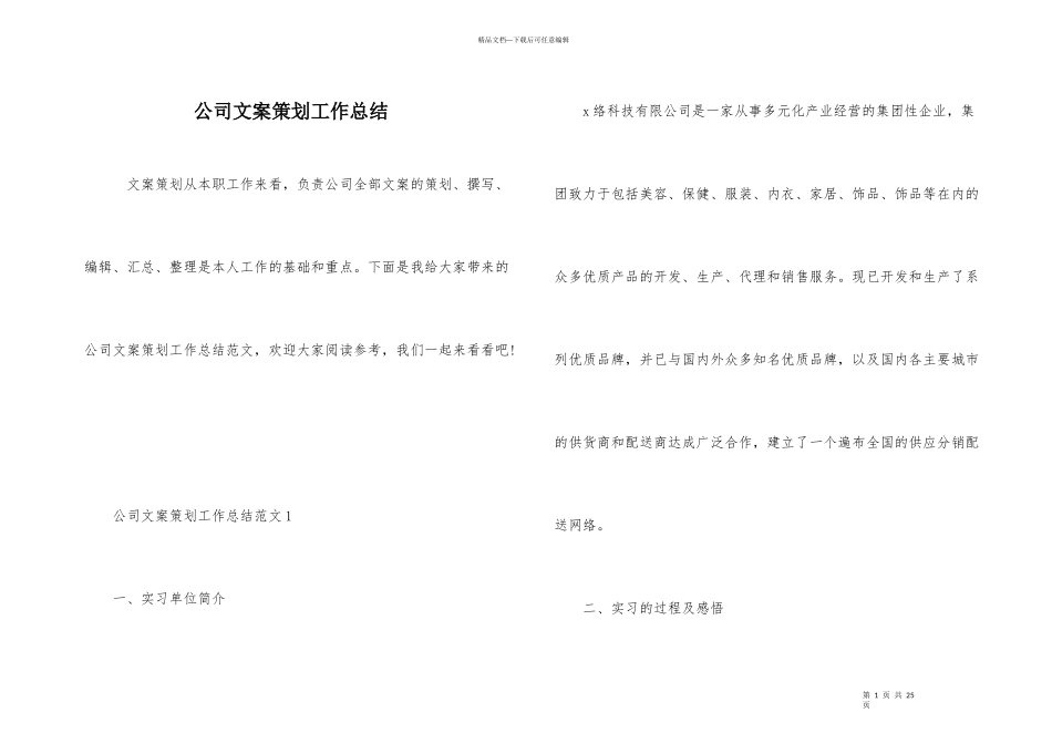 公司文案策划工作总结_第1页