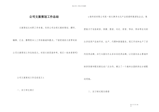 公司文案策划工作总结
