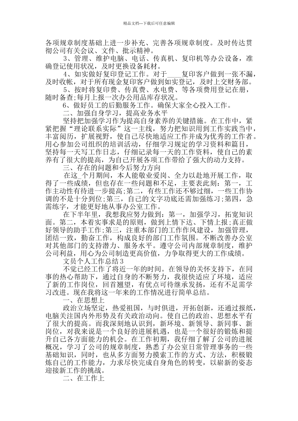 公司文员年度个人工作总结范文5篇_第3页