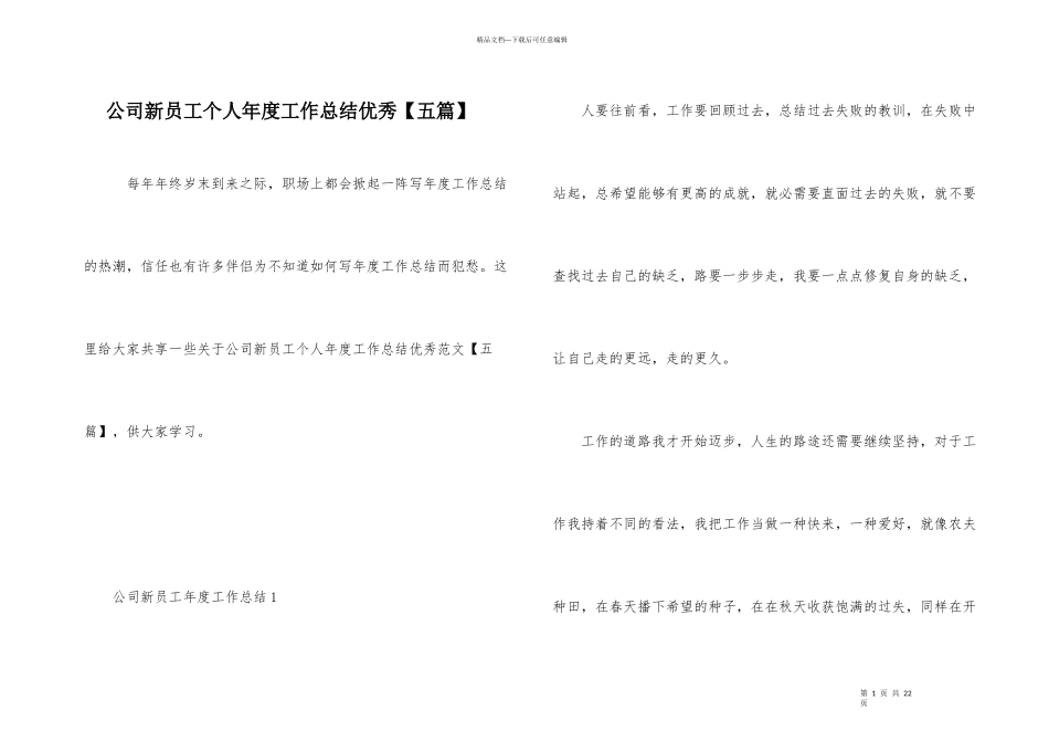 公司新员工个人年度工作总结优秀_第1页