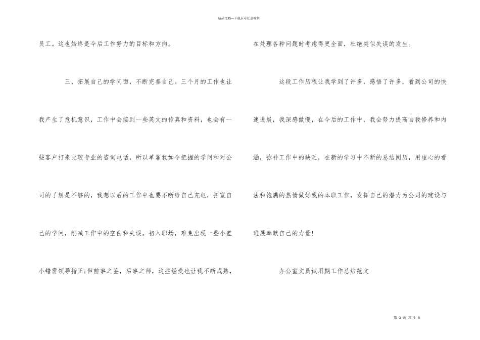 公司文员试用期工作总结_第3页