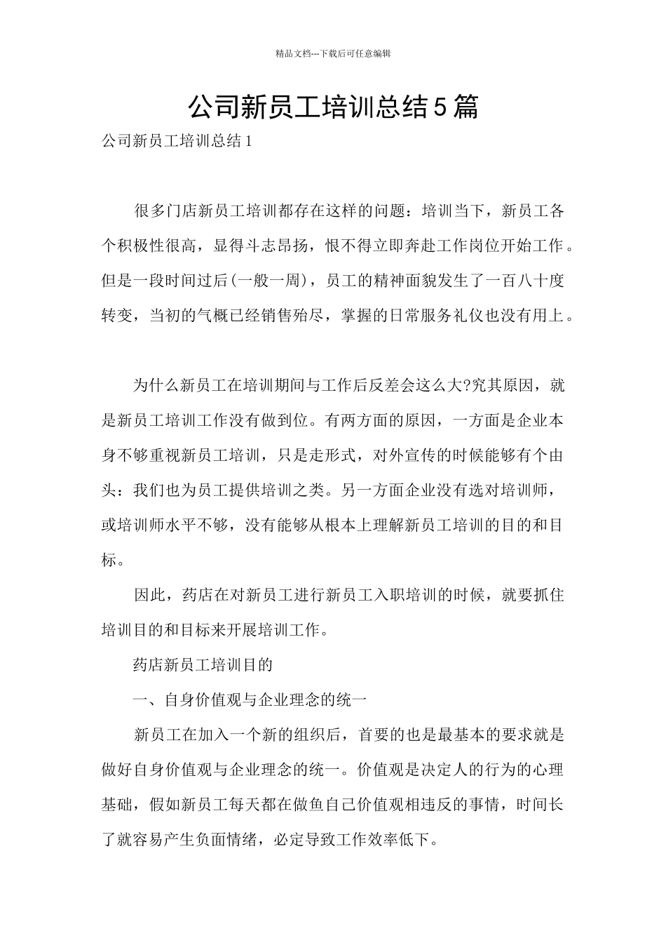 公司新员工培训总结5篇_第1页