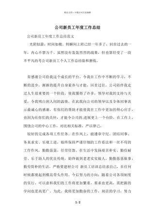 公司新员工年度工作总结