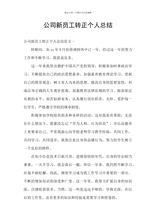 公司新员工转正个人总结