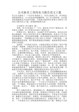 公司新员工顶岗实习报告范文5篇