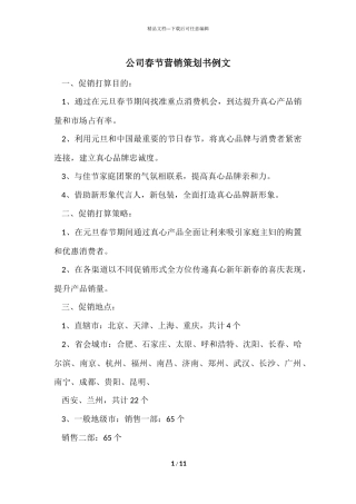 公司春节营销策划书例文