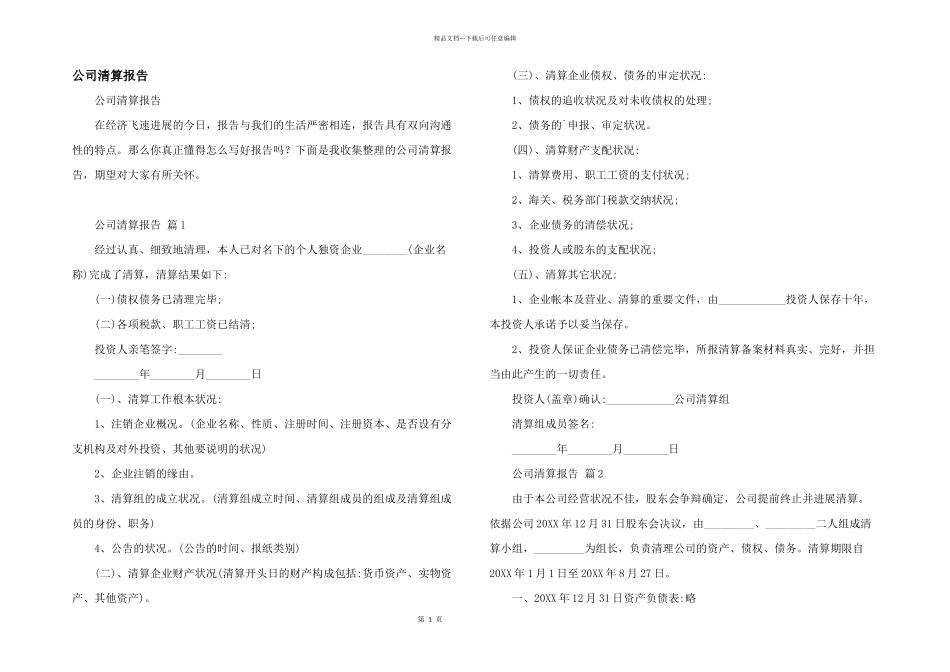 公司清算报告_第1页