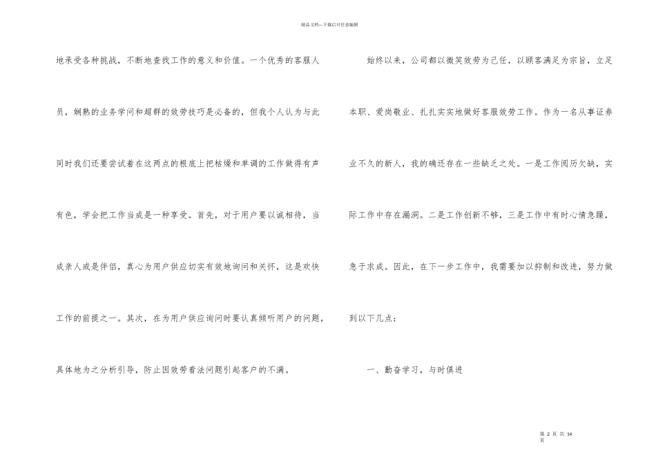 公司电话客服试用期工作总结_第2页
