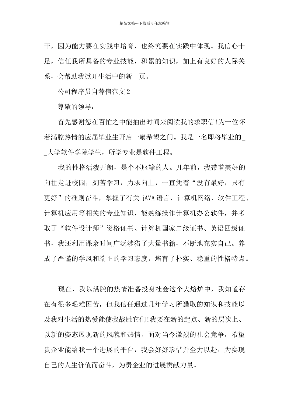 公司程序员自荐信范文7篇_第2页