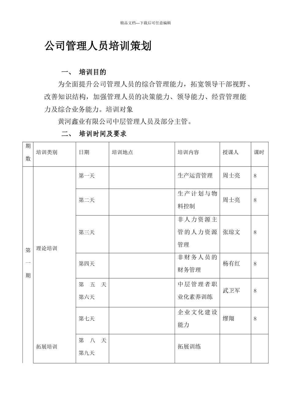 公司管理人员培训方案_第2页