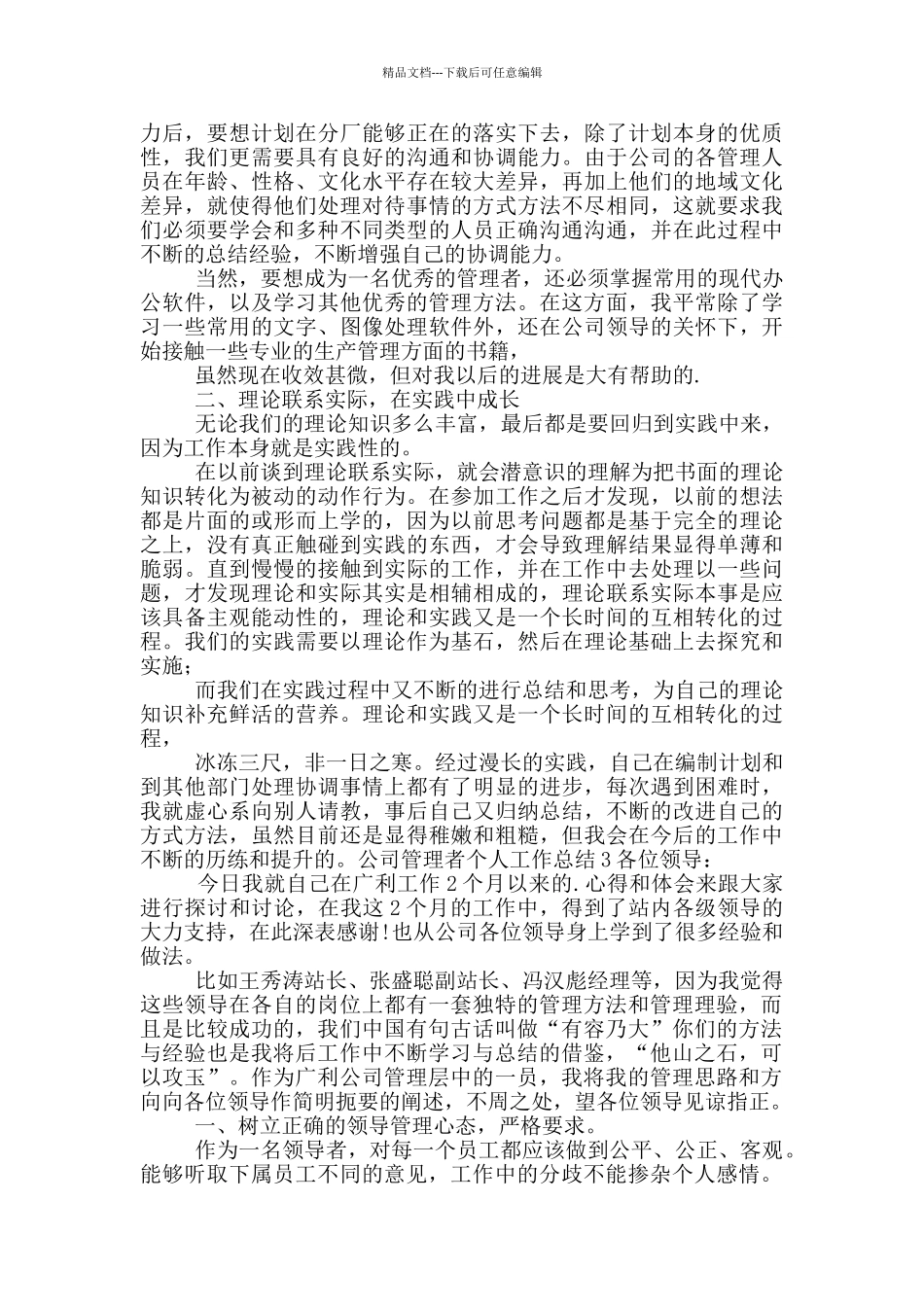 公司管理者个人工作总结_第3页