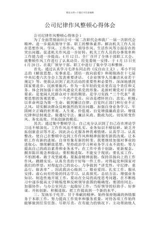 公司纪律作风整顿心得体会