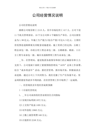 公司经营情况说明