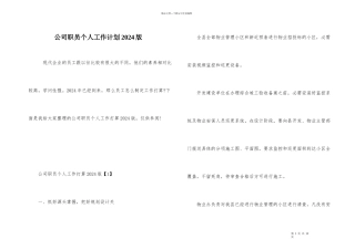 公司职员个人工作计划2024版