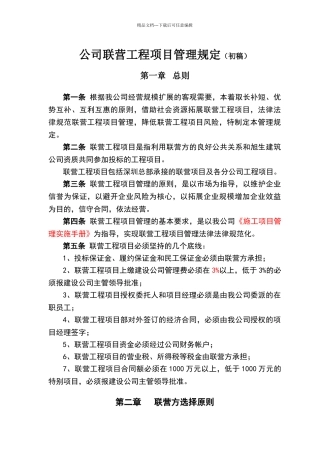 公司联营工程管理规定