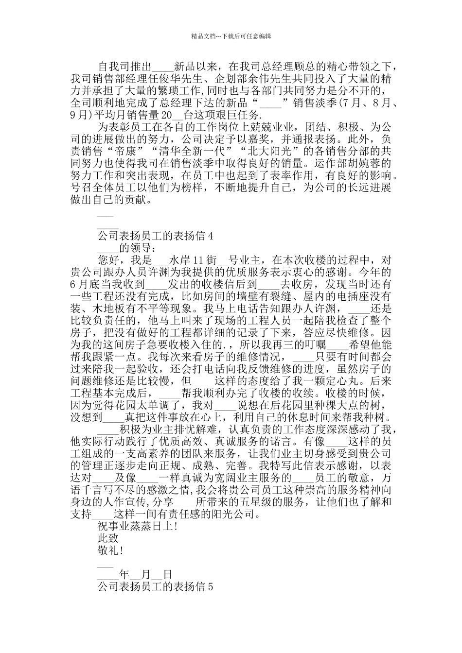 公司表扬员工的表扬信最新_第2页