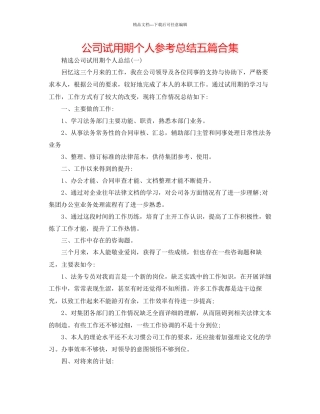 公司试用期个人参考总结五篇合集