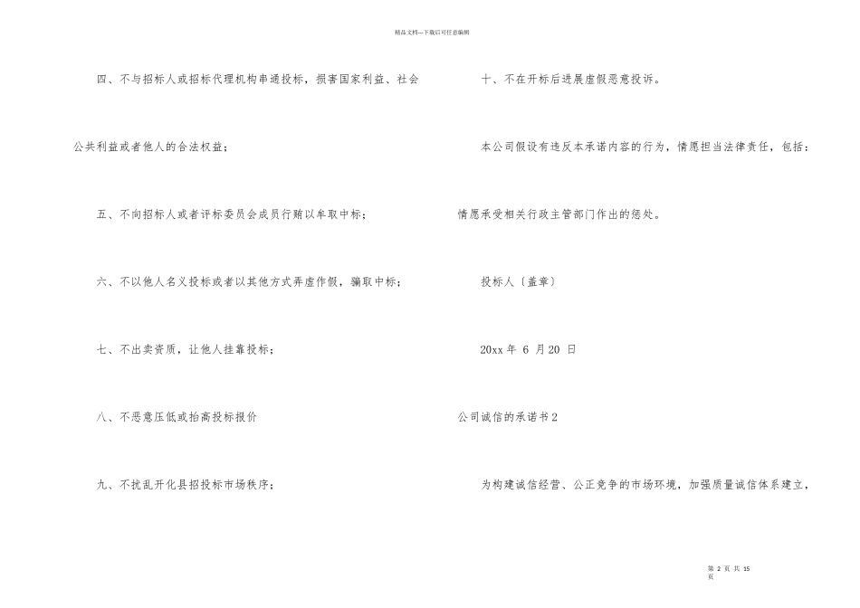 公司诚信的承诺书_第2页