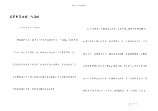 公司财务审计工作总结