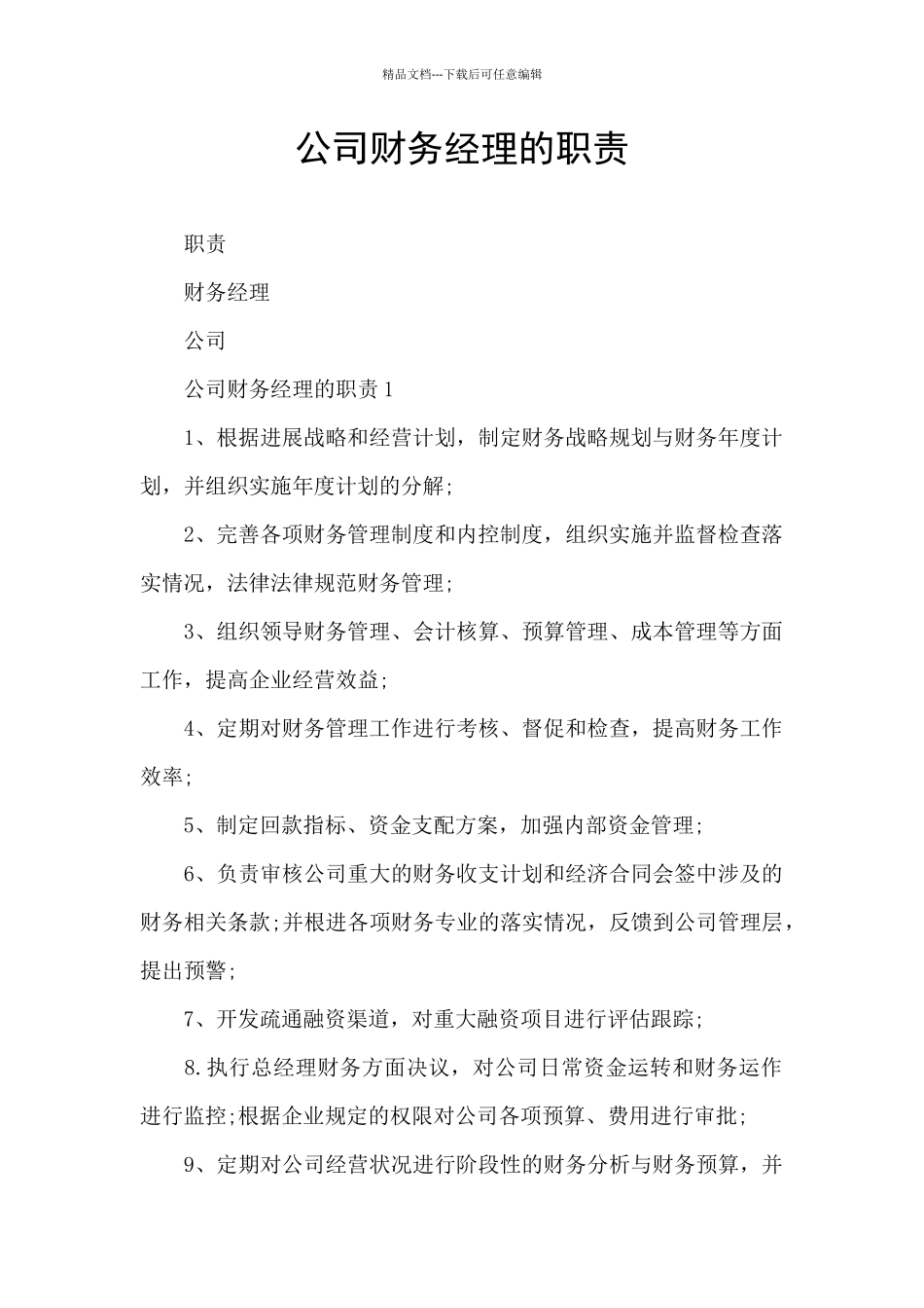 公司财务经理的职责_第1页