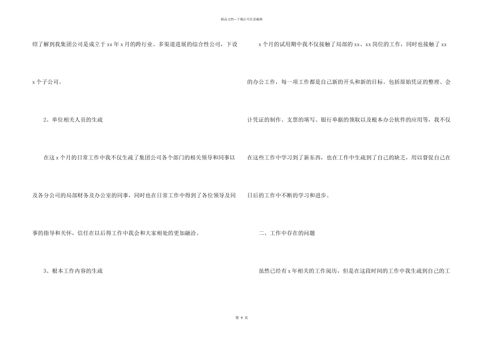公司财务试用期工作总结_第2页