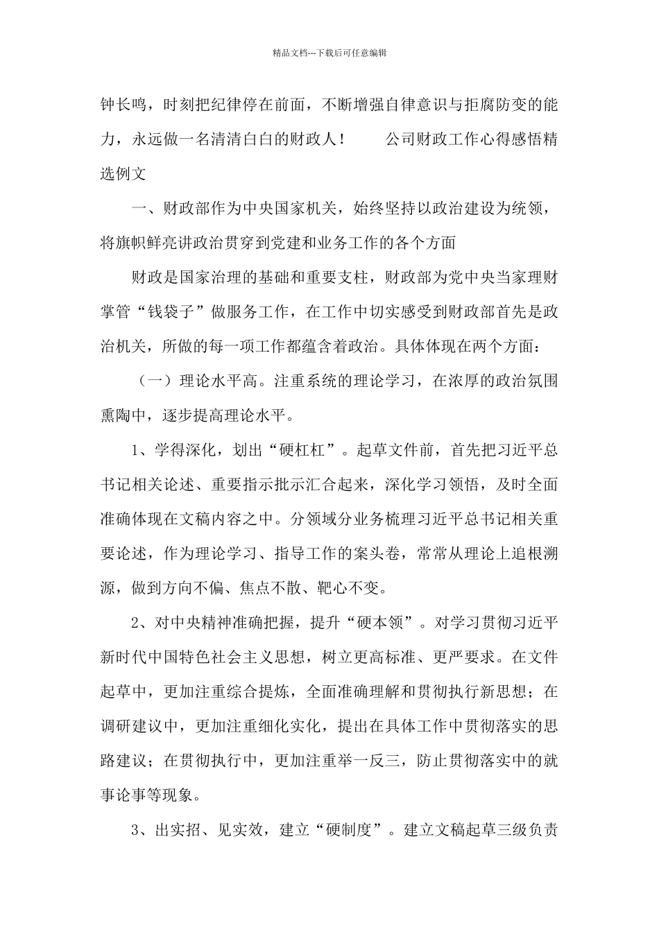 公司财政工作心得感悟精选例文_第3页