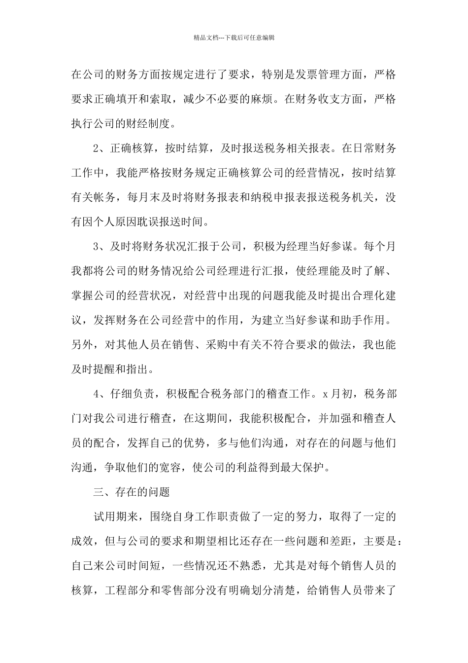 公司财务试用期工作总结(1)_第2页
