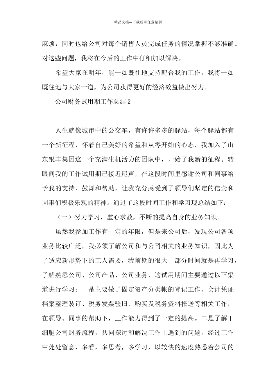 公司财务试用期工作总结(1)_第3页