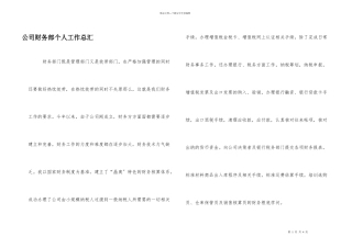 公司财务部个人工作总汇
