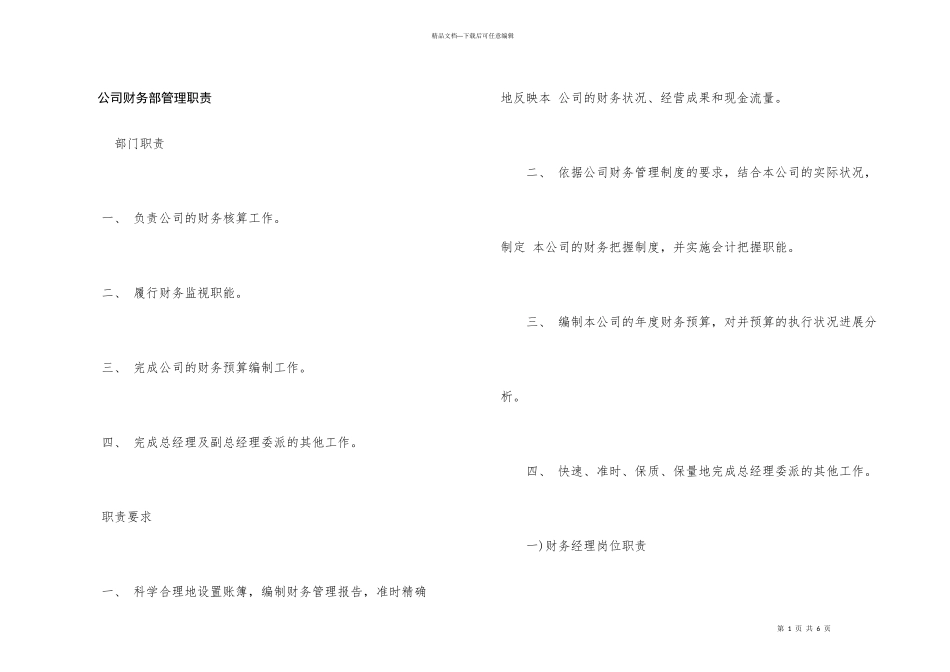 公司财务部管理职责_第1页