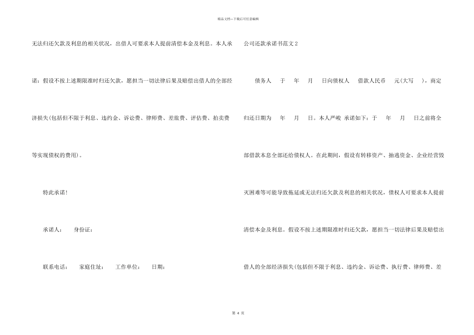 公司还款承诺书_第2页