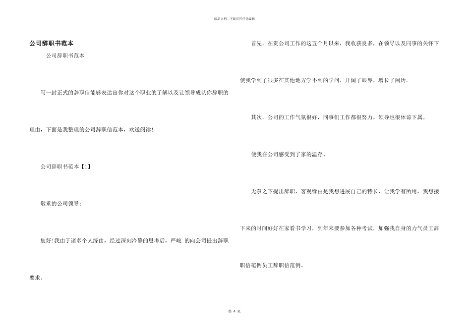 公司辞职书范本_第1页