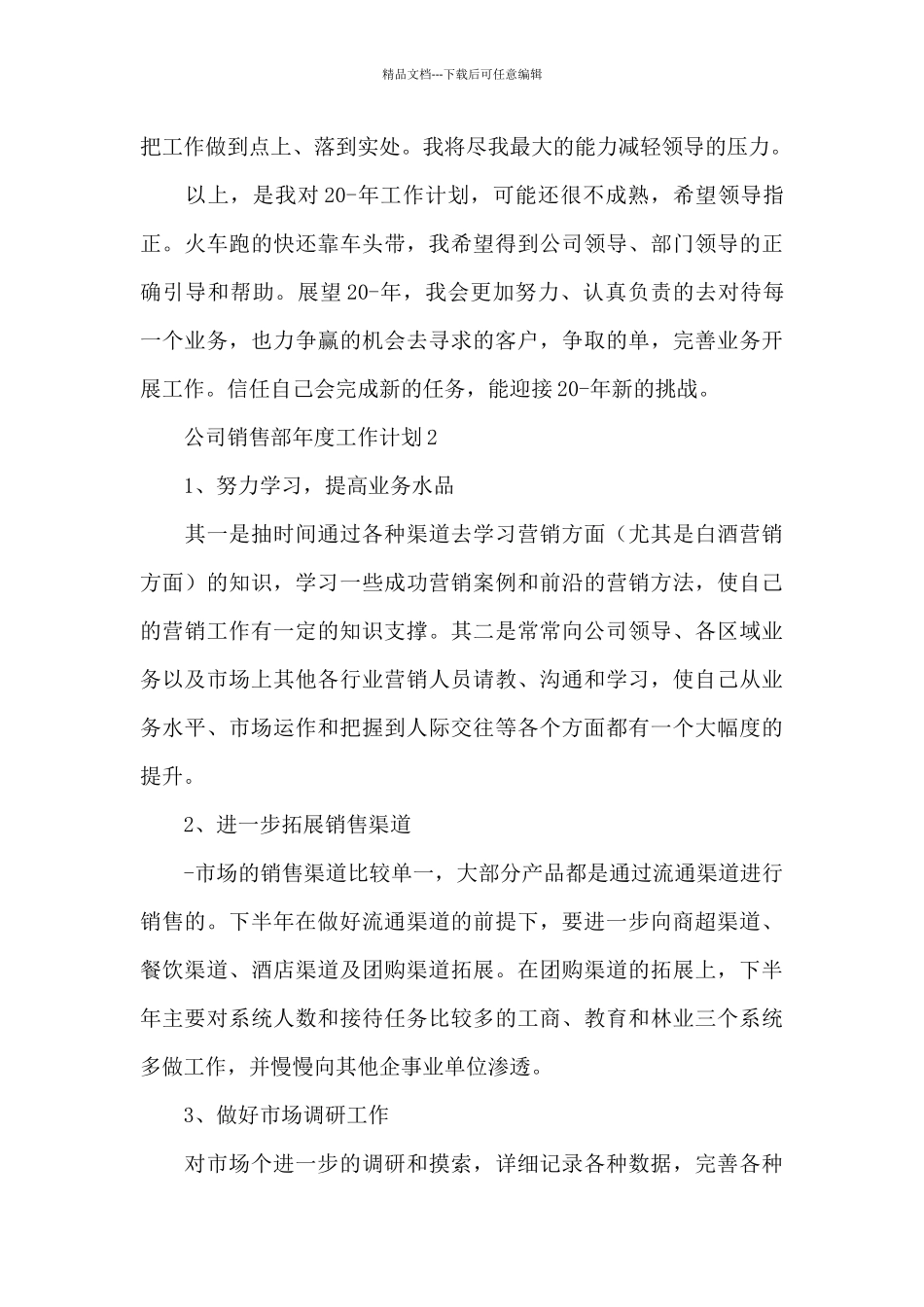 公司销售部年度工作计划范文_第3页