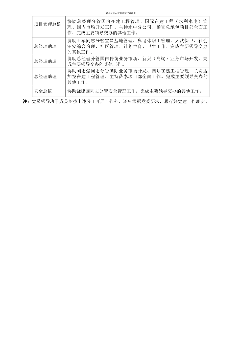 公司领导及高级管理人员分工_第2页