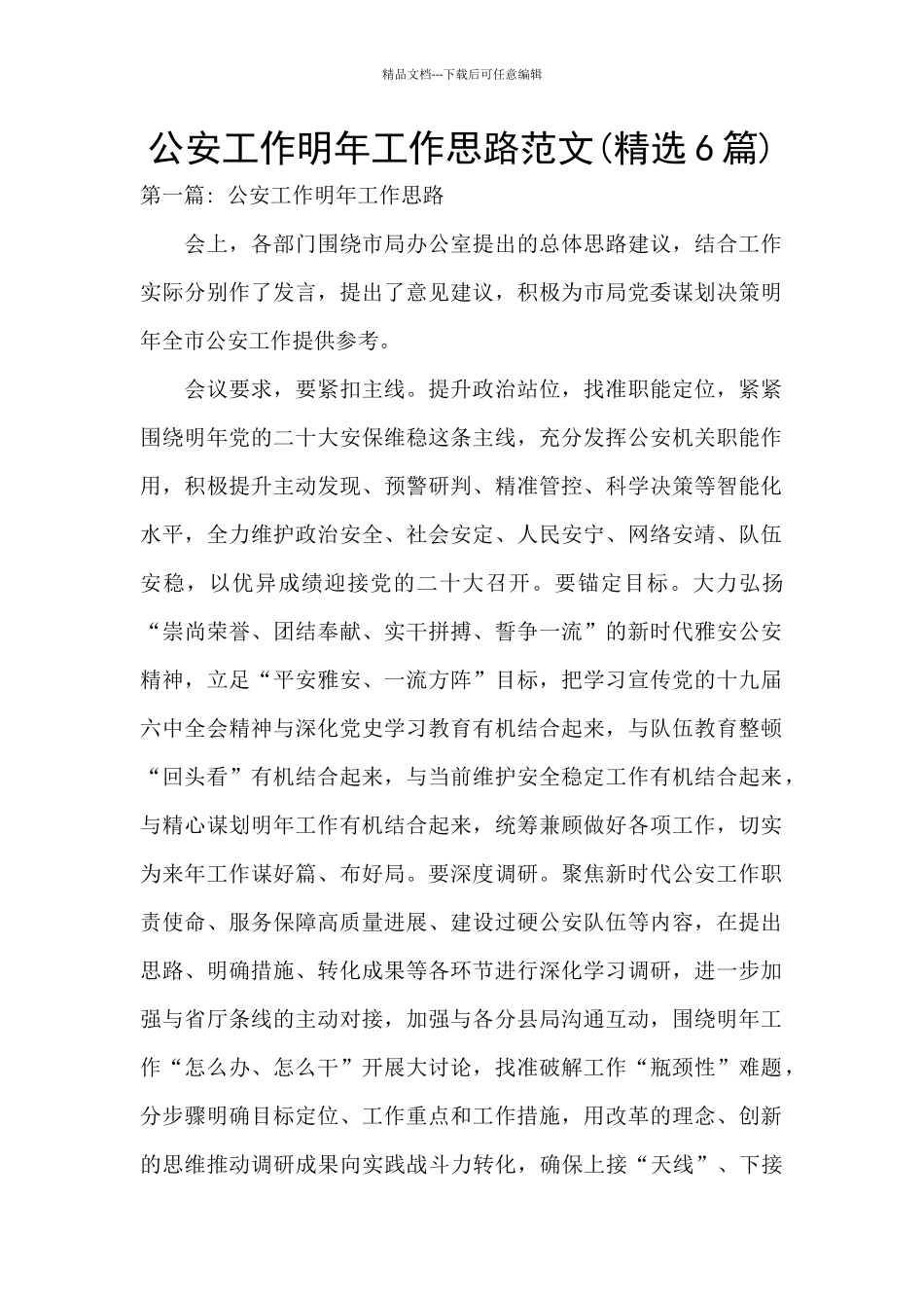 公安工作明年工作思路范文_第1页