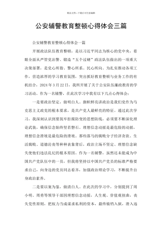 公安辅警教育整顿心得体会三篇