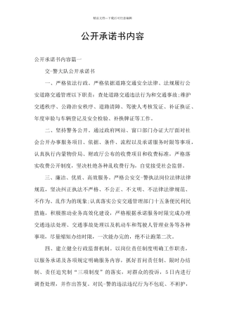 公开承诺书内容