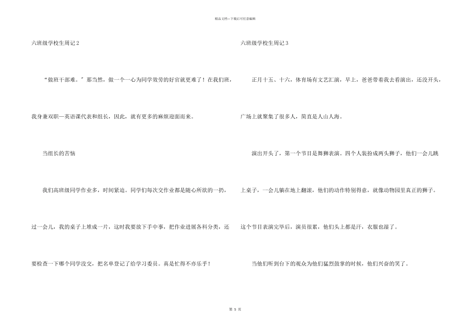 六年级小学生周记_第2页