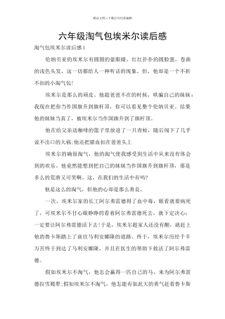 六年级淘气包埃米尔读后感